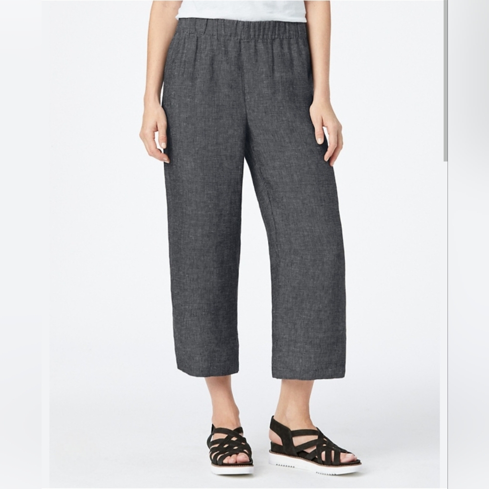 NWT Eileen Fisher Organic Linen Tweed Cropped Pant. Size M - Picture 1 of 9